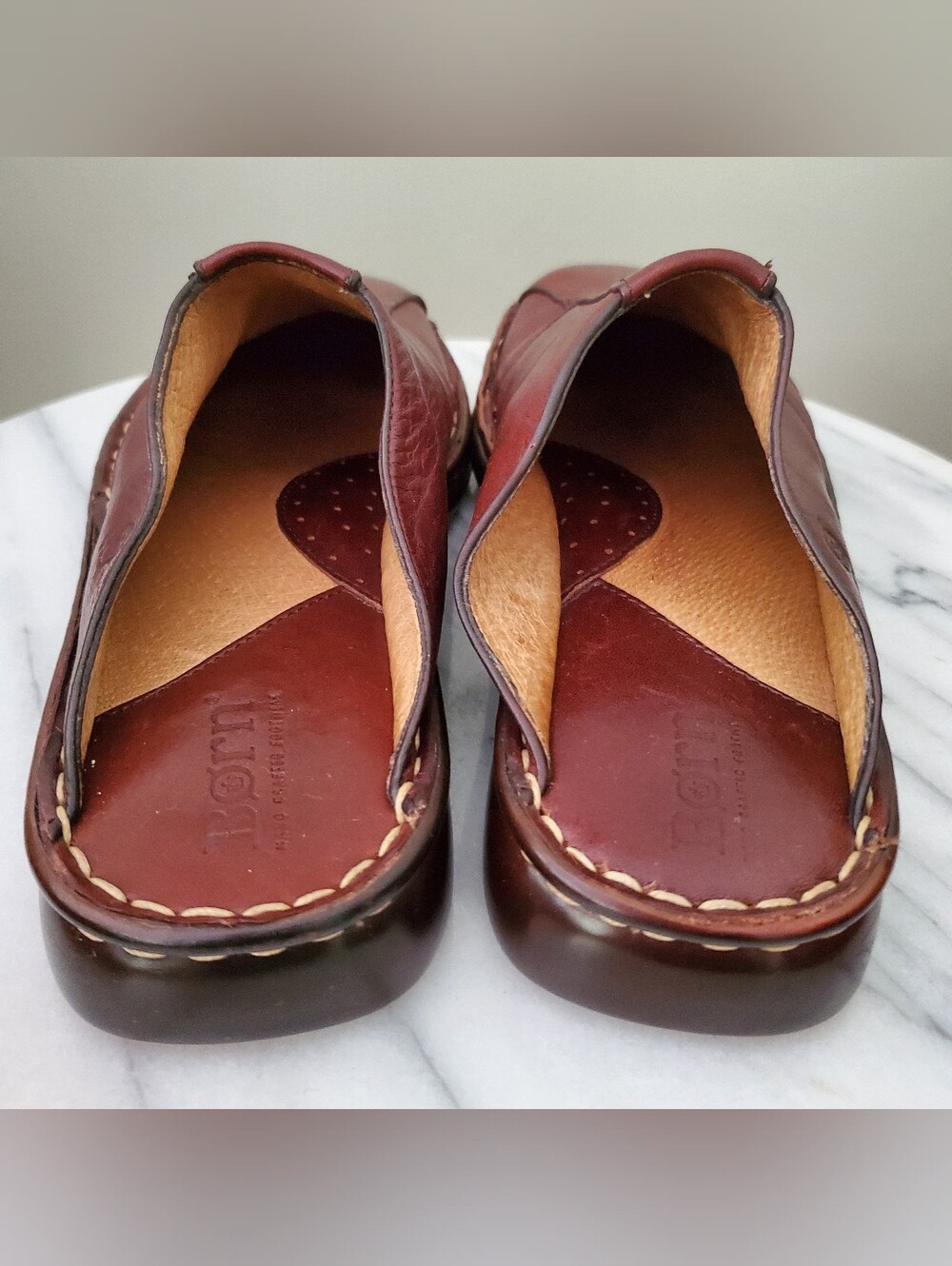 Vintage Y2K Born Oxblood Leather Square Toe Mule Clog Slides 7 - Picture 7 of 10